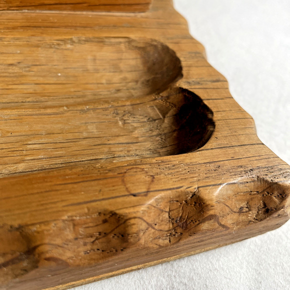 Wooden Vintage Pen Ink Holder Handcarved Minimalist Design Depression Era 1930s - Picture 5 of 11